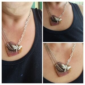 Silver and Purple Heart Pendant Necklace